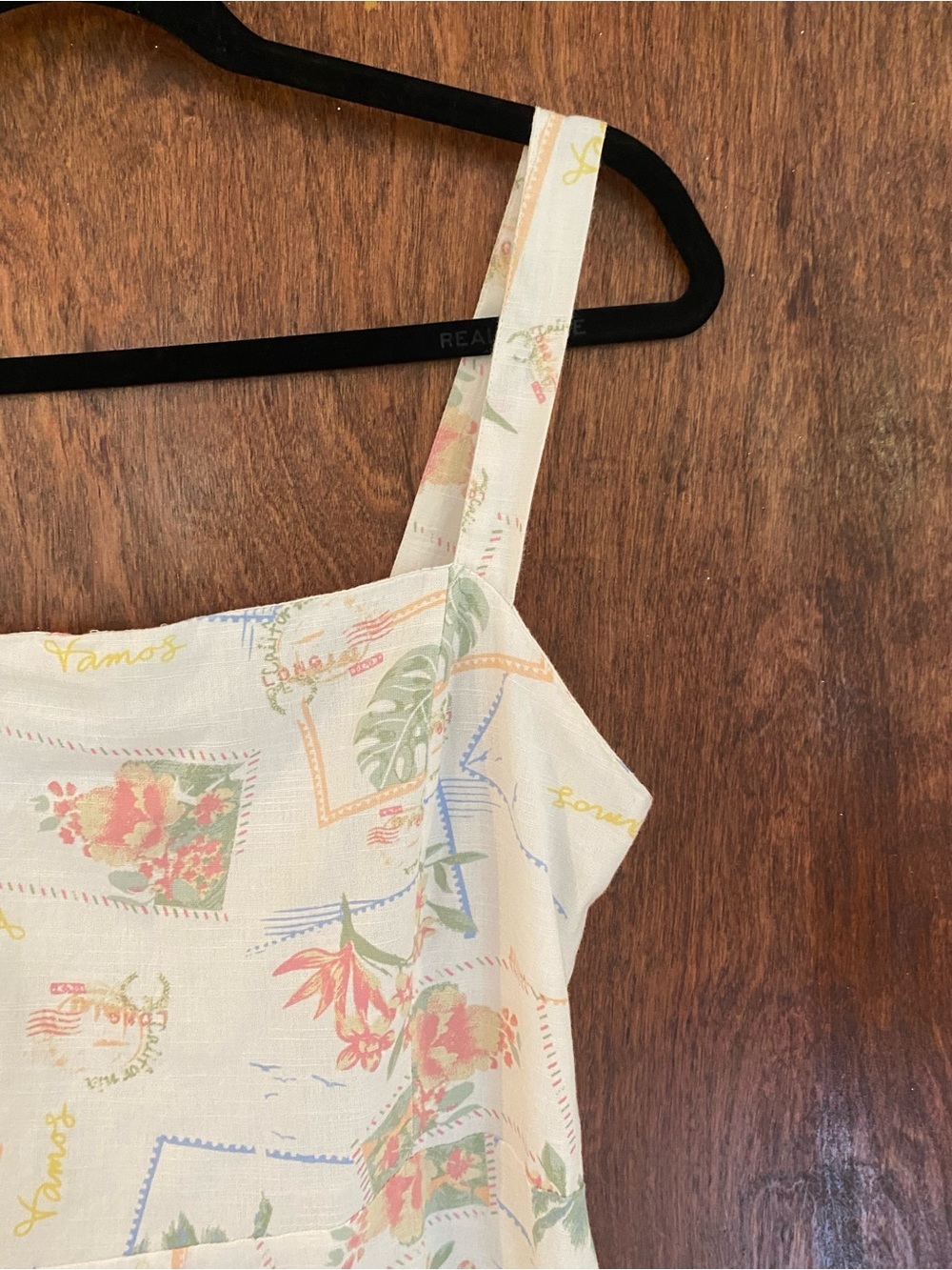 White Cotton Dress with Pastel Floral Print - Picture 6 of 9